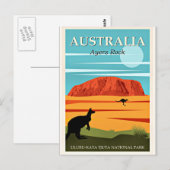 Australië, Ayers Rock, vintage reisposter Briefkaart (Voorkant / Achterkant)