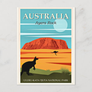 Australië, Ayers Rock, vintage reisposter Briefkaart