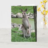 Australie Beckons - Carte d'anniversaire Kangaroo (Fleur jaune)