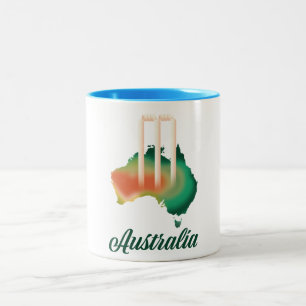 Australië Cricket-kaart. Tweekleurige Koffiemok