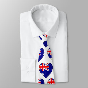Australie Drapeau couleurs Motif de coeur Cravate