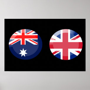 Australië en Britse vlaggen Poster