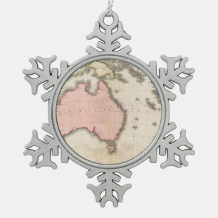 Australië en het zuidwestelijke deel van de Still Tin Sneeuwvlok Ornament