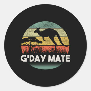 Australië G'Day Mate Kangoeroe Australisch Ronde Sticker