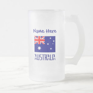 Australië Gepersonaliseerde Australische Vlag Blau Matglas Bierpul