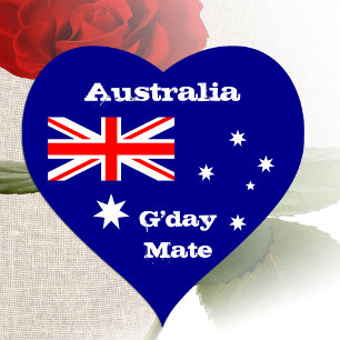 Australië Hart, G'day Kabouter, Australische Vlag Hart Sticker