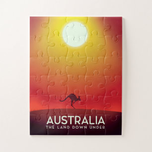 Australië "Het land hier beneden" vakantieprint. Legpuzzel