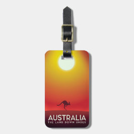 Australië "Het land hieronder" vakantieprint. Bagagelabel