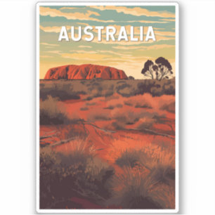Australië Illustratie Reizen Art Vintage Sticker