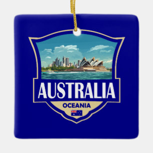 Australië Illustratie Retro Badge Keramisch Ornament