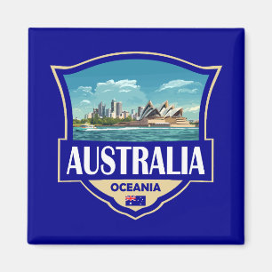 Australië Illustratie Retro Badge Magneet