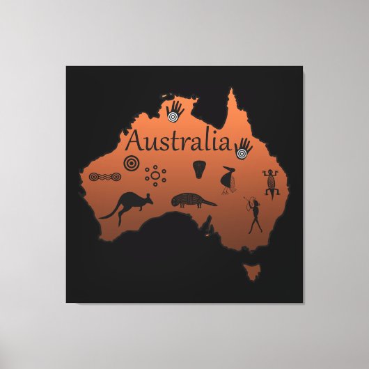 Australië kaart Australisch continent Canvas Afdruk (Voorkant)