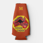 Australië Kaart Land Down Under Kangaroo Monogram Flesjeskoeler (Voorkant)