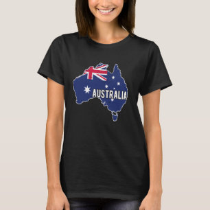 Australië Kaart met Australië Fan Decorations Vlag T-shirt