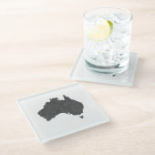 Australië Kaart Ontwerp met Verborgen Grenzen Glazen Onderzetter (Schuin)