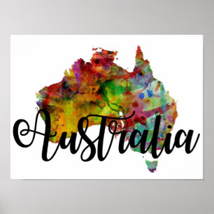 Australië Kaart Poster