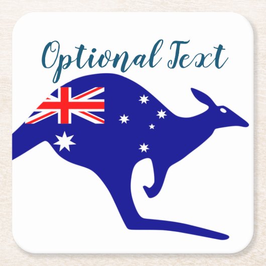 Australië Kangaroo & Flag Vierkante Kartonnen Onderzetter (Voorkant)