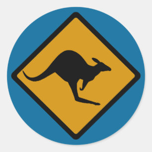 Australië Kangoeroe Oversteekbord Ronde Sticker