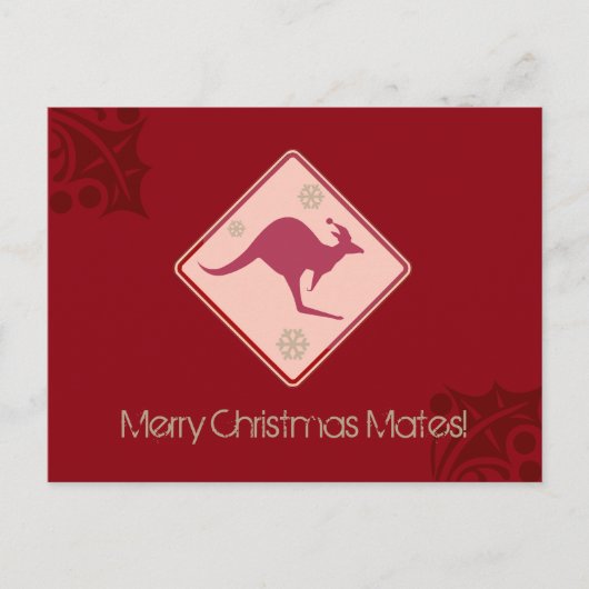 Australië Kerst kangoeroe grappig verkeersbord Feestdagenkaart (Voorkant)
