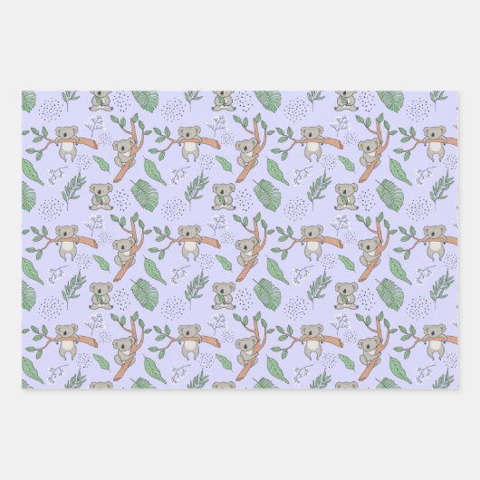 Australie Koala Bear Wrapper Papier Set de 3 (Devant)