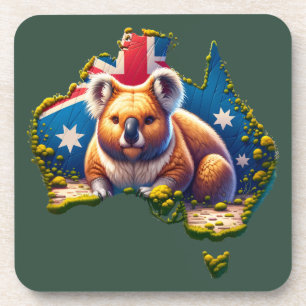 Australië Koala Beer vlag kaart Bier Onderzetter