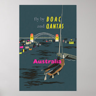 Australië Kunst Australische Reisprint BOAC en Qan Poster