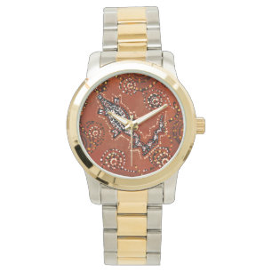AUSTRALIË KUNST KROKODIL  HORLOGE