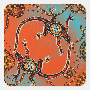 AUSTRALIË KUNST VIERKANTE STICKER