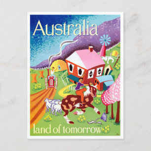 Australië land van morgen vintage-reis briefkaart