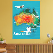 Australië Map Travel poster Canvas Afdruk (Insitu (Woonkamer))