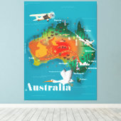 Australië Map Travel poster Canvas Afdruk (Insitu (Houten vloer))