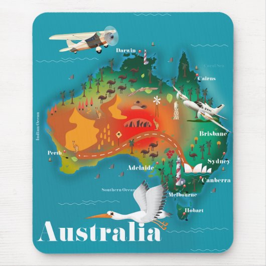 Australië Map Travel poster Muismat (Voorkant)