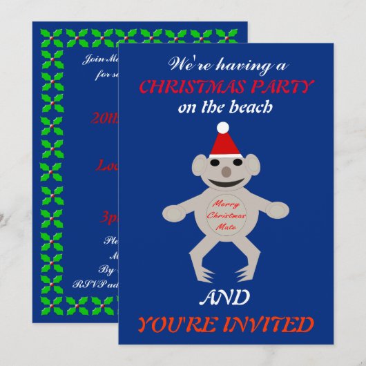 Australie Noël Koala Ours Invitations personnalisé (Devant / Derrière)