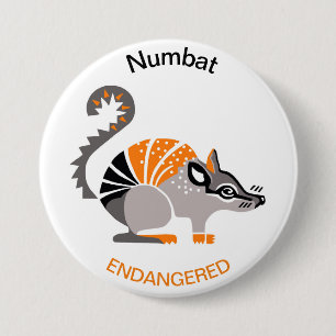 Australië - NUMBAT - Bedreigde dieren grafiek Ronde Button 7,6 Cm