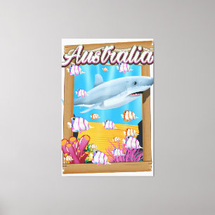 Australië Onderwater haai reizen poster Canvas Afdruk