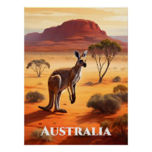 Australië Outback Kangoeroe Reisposter