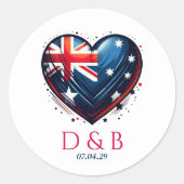 Australië Paar hart bruiloft Ronde Sticker (Voorkant)