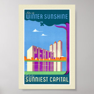 Australië Perth Gerestaureerde Vintage Reisposter Poster