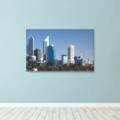 Australië, Perth, skyline van de stad vanaf de riv Canvas Afdruk (Insitu (Houten vloer))