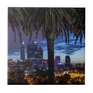 Australië, Perth, stadssilhouet vanuit Kings Park  Tegeltje