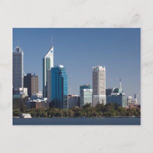 Australië, Perth, stadssilhouet vanuit Swan River Briefkaart