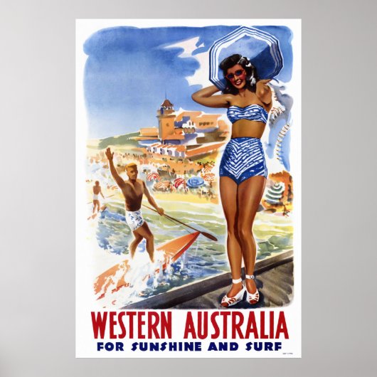 Australie Poster Vintage voyage restauré (Devant)