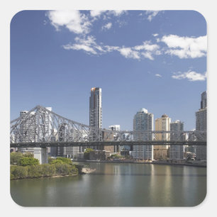 Australië, Queensland, Brisbane, Story Bridge, Vierkante Sticker