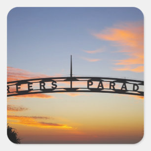 Australië, Queensland, Gold Coast, Zonsopgang, Vierkante Sticker