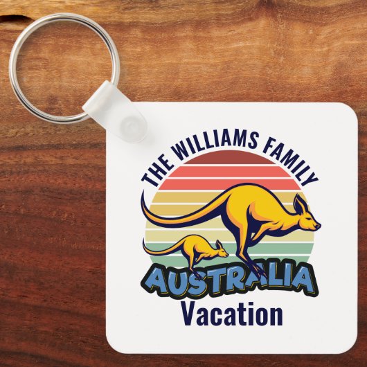 Australië reis Schattige Kangaroo Sunset Custom Sleutelhanger (Voorkant)