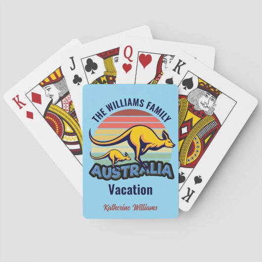 Australië reis Schattige Kangaroo Sunset Custom Tr Pokerkaarten (Achterkant)