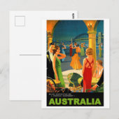 Australië, romantisch avondfeest, vintage-reis briefkaart (Voorkant / Achterkant)