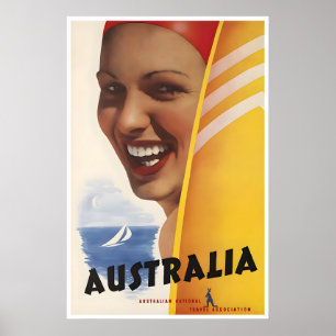 Australië Surfen Kunst Reisposter Australische Poster