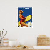 Australië, surfer meisje op het strand,  poster (Keuken)
