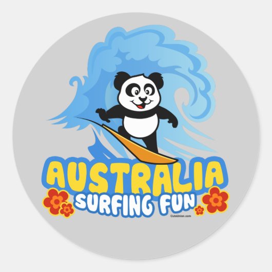 Australië Surfing Panda Ronde Sticker (Voorkant)